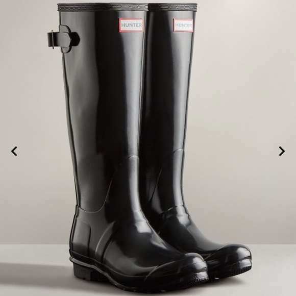 Hunter Women’s Tall Back Adjustable Gloss Rain Boots - Picture 1 of 3